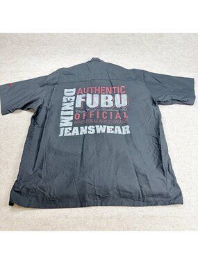 FUBU Shirt 3XL Black Short Sleeve Double Sided Old Stock NEW Y2K